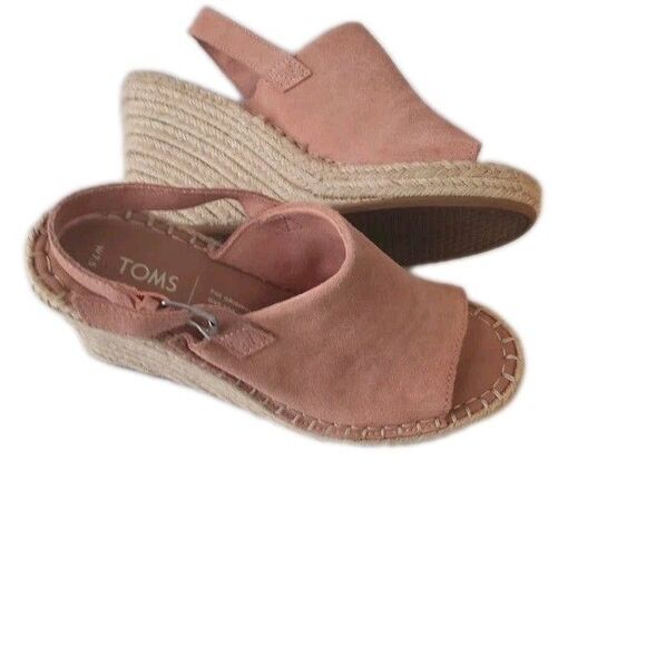 Toms Shoes - TOMS Women’s Monica Blush Pink Suede Espadrille Wedge Sandals Size 7.5